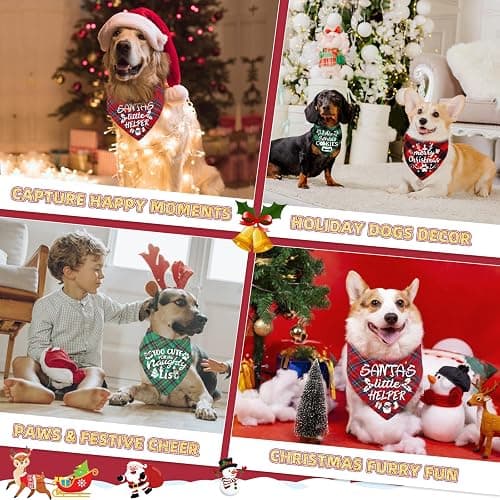 4 Pack Merry Christmas Dog Bandanas Classic Stylish Plaid Xmas Dog Christma Bandana Pet Scarf Bibs Gift Set Dogs Bandanas Christmas for Small Medium Large Puppy Pets thumbnail 6
