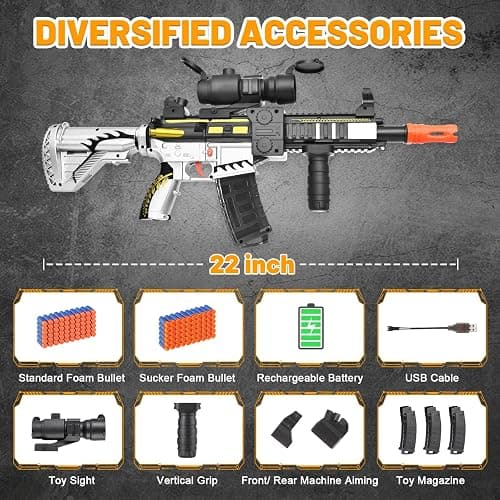 Realistic Toy for Nerf Guns Dart - Electric Sniper Rifle with Scope 120 Soft Bullets 3 Magazine, Automatic Foam Blaster for Boy Age 8-12 Years Old, Indoor Outdoor Present for Adult Kid Holiday thumbnail 2