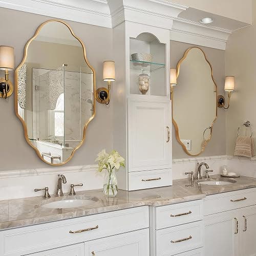 Dorlicecass Wall Mirror for Bathroom - Gold Mirror Wall Decor 20" x 36" Single Modern Mirror Wall Decor with Aluminum Alloy Frame for Bathroom, Bedroom, Living Room, Dining Room, Cloakroom, Entryway - Image 1