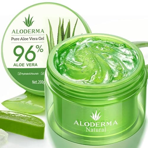 Aloderma Organic Aloe Vera Gel for Face & Body, 96% Pure Aloe Gel Made within 12 Hours of Harvest, Ideal for Skin, Scalp, & Hair Hydration, Calming Moisturizer for Soothing After Sun Care, 7.05oz thumbnail 2
