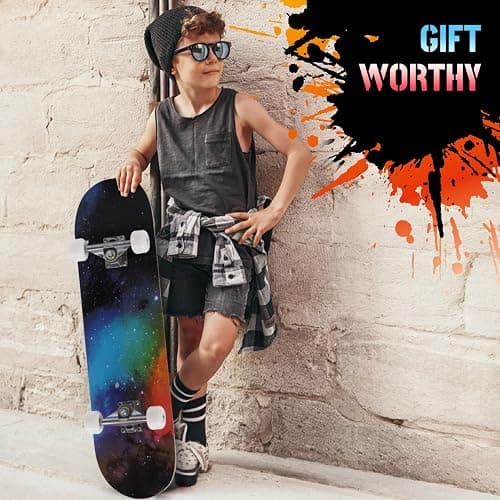 ANYFUN Pro Complete Skateboards for Beginners Girls Boys Kids Youths Teens Adults 31"x8" Skate Boards 7 Layers Canadian Maple Double Kick Deck Concave Longboard thumbnail 6