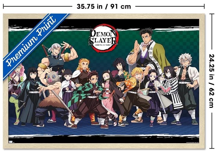 Trends International Demon Slayer - Lineup Wall Poster, 34L x 22.4W, Blonde Framed Version thumbnail 3