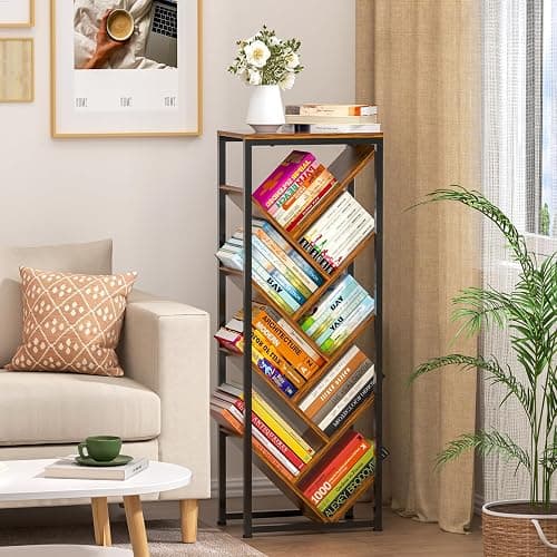 Cutogxon Tree Bookshelf - 9 Tier Floor Standing Tree Book Storage Organizer with Adjustable Feet for Hardcover Books, Vintage Living Room, Patent Pending thumbnail 6