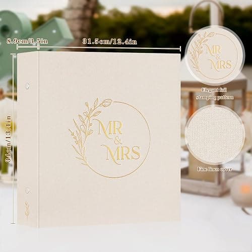 Lanpn Wedding Photo Album 4x6 1000 Pockets, Extra Big Large Capacity Linen Hardcover Newlywed Marriage Album Slip in Holds 1000 horizontal Vertical Photos (Beige) thumbnail 3