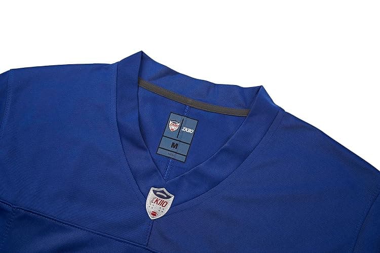 Custom Mens/Youth Football Stitched T-Shirt for Sports Fan Blue/White No Brand/Logos thumbnail 2