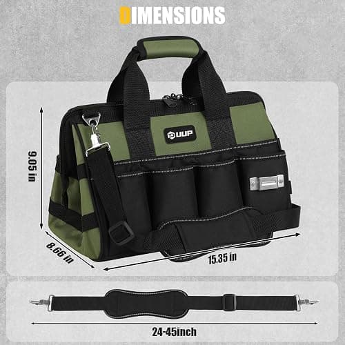 UUP Heavy Duty Tool Bag 15-Inch, 16-Pocket Portable Empty Tool Box Organizer Storage, Toolbox Organization, Soft Handle Large Zipper Carrying Toolbag, Dad Men Mechanic Birthday Stocking Stuffer Gifts thumbnail 2