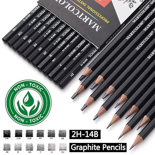 MARTCOLOR Drawing Sketching Pencils Set, 12 Pack Graphite Pencils(14B - 2H), Ideal for Drawing Art, Sketching, Shading, Artist Pencils for Beginners & Pro Artists thumbnail 4