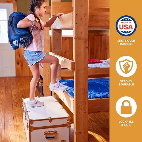 Rhino Trunk & Case Large Essential Trunk With Wheels 32”x18”x14”, 1000+ lbs Capacity - Many Colors. Strong, USA Made Summer Camp Footlocker, and Secure College Dorm Storage Chest thumbnail 6