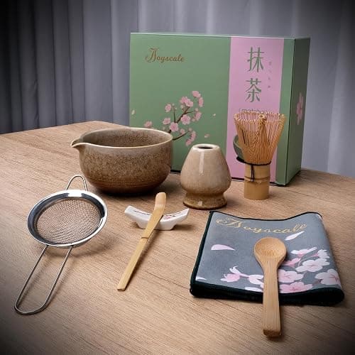 Joyscale Matcha Whisk Set, Matcha Set Whisk And Bowl, 8 Pcs Matcha Kit Set(Ancient Kiln Design), 14 OZ, Japanese Matcha Tea Set, Matcha Making Kit Gifts for Tea Lovers(Kiln White) thumbnail 2