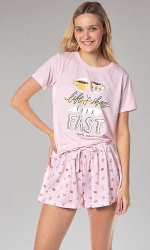 INTIMO Gilmore Girls Womens' Coffee Life's Short Talk Fast Sleep Pajama Set Shorts thumbnail 8