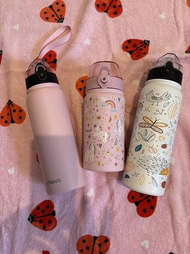 GOPPUS 600ml/20oz Stainless Water Bottle with Straw Double Wall Insulated Bottles with Strap One Hand Open Vacuum Thermal Flask Leakproof Keep Cold Drinks Bottles with Flip Top Lid BPA Free for Adults thumbnail 9