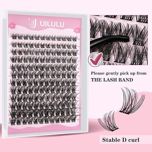 Uilulu Lash Clusters for DIY Lash Extension at Home Natural Wispy Individual Clusters Lashes False Eyelashes 144 Count 0.07D 10-18MM Mix D Curl Eye Lash Extensions (U22 Lash 10-18MM) thumbnail 3