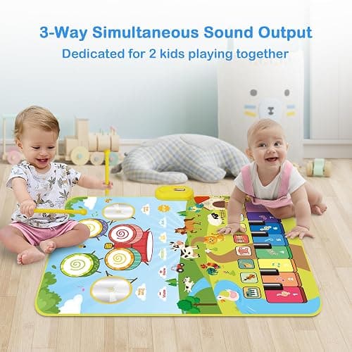 FOKI Piano Mats, 3-in-1 Animal Musical Play Mat with Piano & Drum for Montessori Sensory Early Educational Musical Learning Toys, Ideal Birthday Toy for Baby Girls, Boys, Toddlers, Ages 1-5 Years Old thumbnail 5