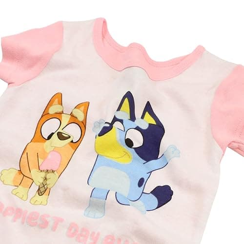 Bluey Girls' 4-piece Snug-fit Matching Short-Sleeve Cotton Pajama Set, Soft & Cute for Kids thumbnail 3