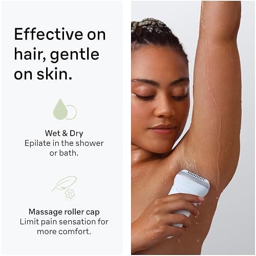 Braun Epilator Silk-épil 7, Hair Removal Device, Women Shaver & Trimmer, Wet and Dry, Wide Head, Includes Shaver Head and Trimmer Comb, SE7-041, Silver, Holiday Gifts for Women thumbnail 5