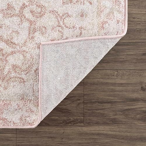 BoutiqueRugs Blush & Light Pink Collection Snead Bohemian Oriental Medallion Area Rug - Traditional Floral Carpet for Living Room, Bedroom - Blush, Pale Pink, Cream - 3'11" x 5'7" - 3'11" x 5'7" (Rectangular) - Pale Pink, Plum, Peach / Snead thumbnail 6