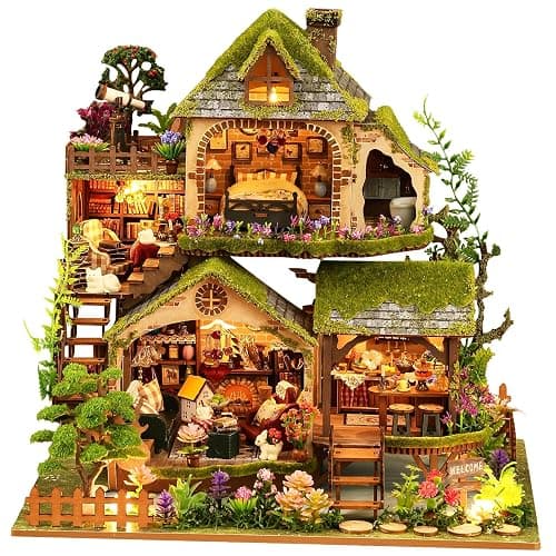 Spilay DIY Miniature House Kit, DIY Dollhouse Kit with Music Box, Forest Adventures 3D Wooden Puzzle Book Nook Kit for Adult, Bookshelf Decor&Gift for Birthday Halloween Christmas - Image 1