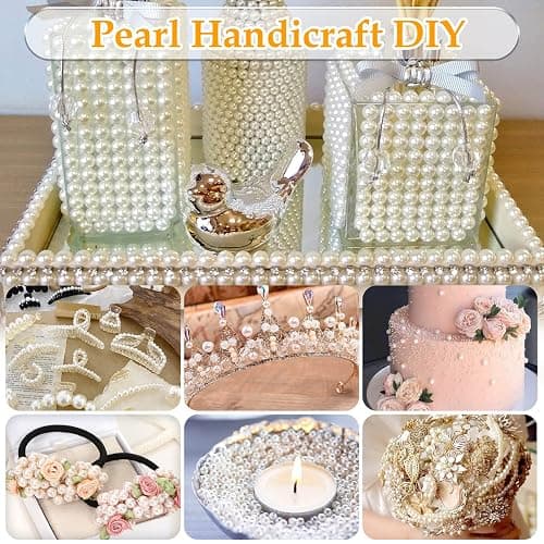 anezus Pearl Beads for Craft, 1000pcs Ivory Faux Fake Pearls, 6 mm Small Sew on Pearl Beads with Holes for Jewelry Making, Bracelets, Necklaces, Hairs, Crafts, Decoration and Vase Filler thumbnail 6