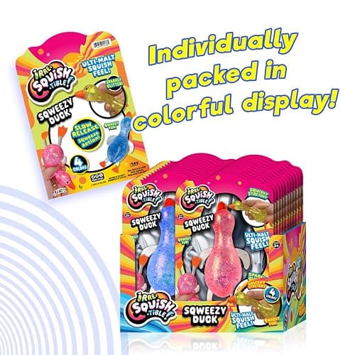JA-RU Squishy Glitter Ducks (1 Stretchy Duck Toy Assorted) Kids Squishy Fidget Toys. Animal Stress Balls. Stress Relief Sensory Toys. Bulk Party Favors Easter Basket Stuffers. 4536-1s thumbnail 5