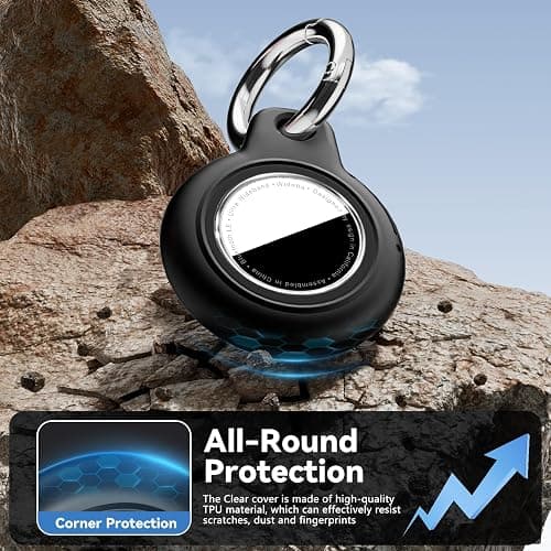 Wowwat Compatiable with Apple AirTags Holder, Waterproof for AirTags Holder Keychain, Anti-Scratch & Shock Air TagHolder Case,Men's Women's Keyrings & Keychains, Cover for Dog,Car Key,Luggage -Black thumbnail 6