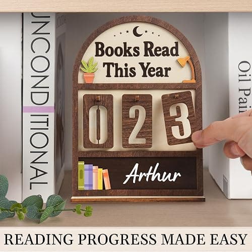 Books Read This Year Counter Valentines Day Gifts For Women Readers, Personalized Book Counter Tracker Bookshelf Decor, Bookish Gifts Accessories For Book Lovers, Bookworm, Bookclub Stocking Stuffers thumbnail 4