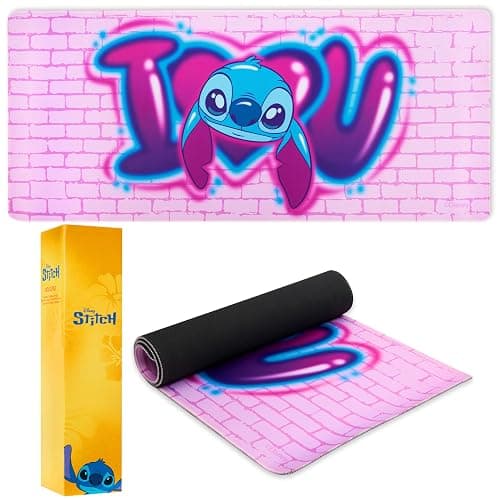 Disney Stitch Desk Mat Large Mouse Mat 80 x 36 cm Baby Yoda Desk Protector Mat PC Laptop Keyboard Stitch Gifts (Pink Stitch) - Image 1