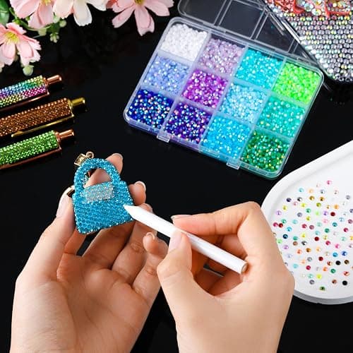 LERBOU 48 Colors Resin Rhinestones for Bedazzling, 30000 Pcs Flatback Gems for Crafting, Bedazzling Kit Colorful Crystal Nail Art Gems,Mixed Sizes Flatback Rhinestones for Press On Nails, DIY Manicure thumbnail 2