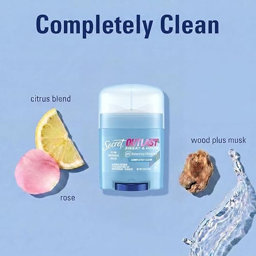 Secret Outlast Antiperspirant Deodorant for Women, 72hr Sweat & Odor Protection, PH Balancing Minerals, Invisible Solid, Completely Clean Scent, Travel Size, 0.5 oz thumbnail 7