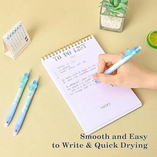 Valtiner 6 Pcs Retractable Erasable Gel Pens, 0.5mm Fine Tip Blue Ink Pens, Cute Eraser Pen Set, Quick Dry, Smooth Writing Pens for Journaling and Crossword Puzzles (Blue-Green) thumbnail 6