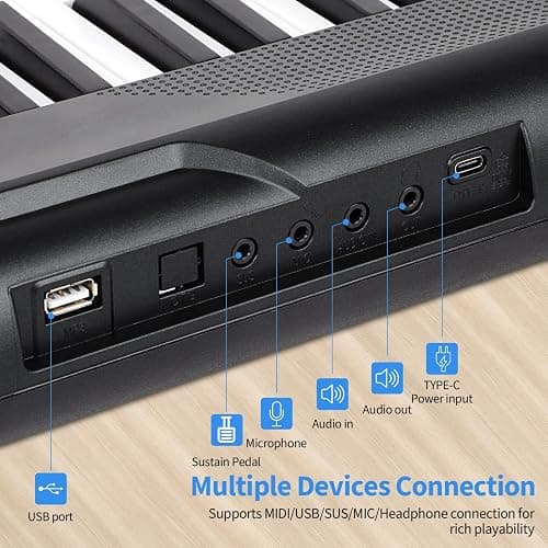 88 Key Piano Keyboard, Semi Weighted Electronic Digital Piano with Music Stand, Power Supply, Sustain Pedal, Bluetooth, Stand, MIDI, for Beginner Professional at Home, Stage thumbnail 5