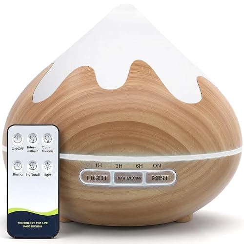Essential Oil Diffuser for Home 500ML, Ultrasonic Large Diffuser Oil Machine with Remote Control, Aromatherapy Diffusers for Home Office Room, Aroma Diffuser with 14 Color LED & 2 Mist Mode, Brown thumbnail 9