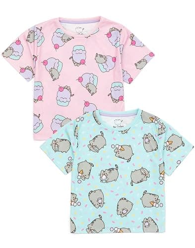 Pusheen Girls Pajama Set | 2 Pack Multicoloured Short Sleeve T-Shirt with Shorts Nightwear PJs For Kids thumbnail 6