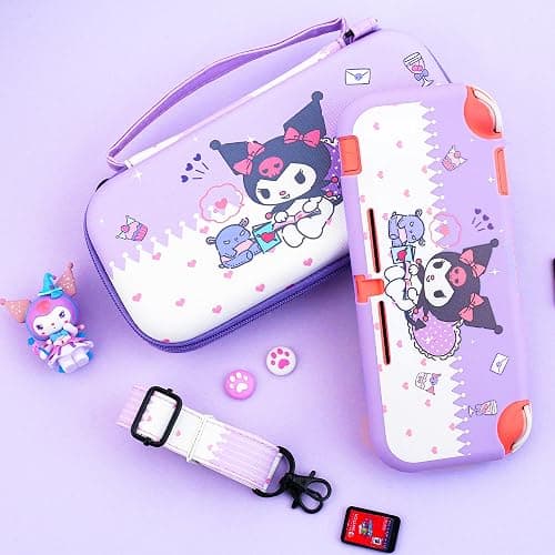 HYPERCASE Cute Switch Lite Carrying Case of Purple Bunny, with Soft Switch Lite Protective Cover, Screen Protector, Shoulder Strap & 2 Thumb Grips thumbnail 7