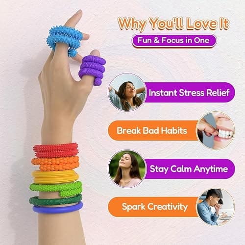 Sensory Sticks Fidget Toy for Kids Adult,8Pcs Bendable Textured Flexible Fidget Stick for Anxiety Autistic ADHD,Calm Down Travel Essentials Toys, Quiet Fidgets for Classroom Must Have thumbnail 7
