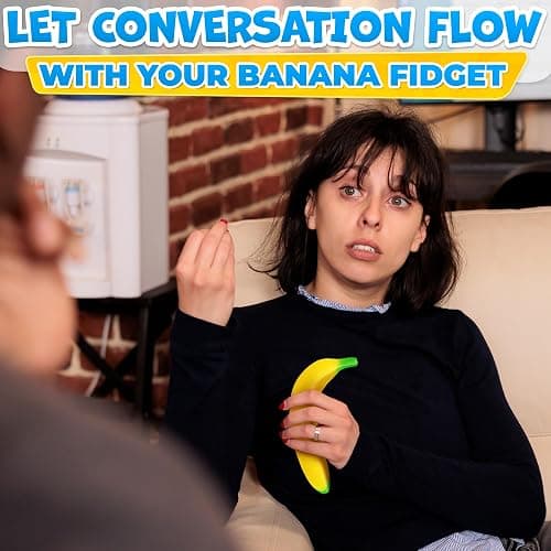 Tesorrio Fake Banana Stress Relief Fidget – 6.7 x 1.4 in Soft PU Foam Desk Accessory | Lightweight Squeeze Fidget for Adults | Novelty Office Decor & Relaxation Tool thumbnail 9