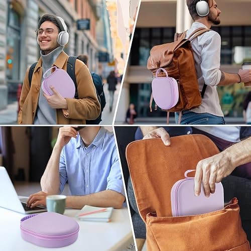 Case for Apple Airpods Max Headphones, Travel Portable Headphone Hard Case Cover Bag, Mesh Pouch with Zipper for Charger and Accessories (Purple) thumbnail 7
