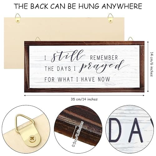 I Still Remember the Days I Prayed for What I Have Now Rustic Hanging Wood Wall Sign Retro Vintage Home Decor Wooden Farmhouse Plaque for Garden Home Farmhouse(White Background) thumbnail 3