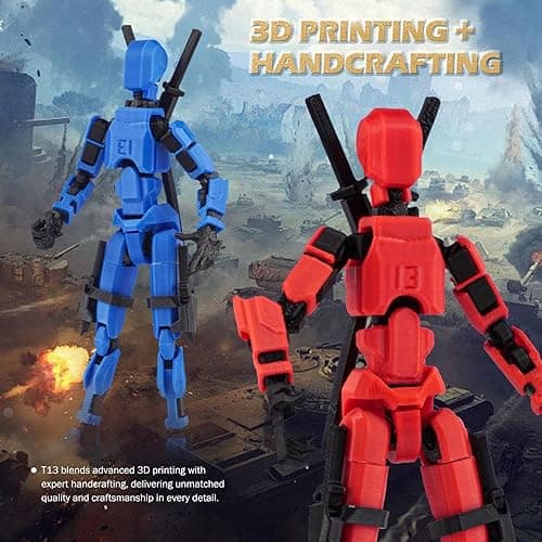 Nemoro Assembed 3D Printed 5.54'' Stick Tian 13 Action Figure, Multi-Jointed Robo13, Articulated T13 Desktop Decoration,12 in 1 d13 Accessories Best Birthday Festival Gift - White thumbnail 4