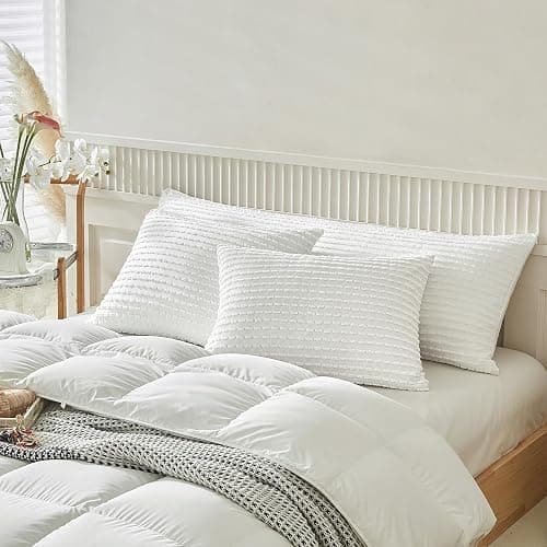 WARMDERN White Pillow Covers Body Pillow Cover Soft Microfiber Pillow Cases Set of 1 Boho Textured Pillowcase with Envelope Closure(White, Body-1 20x54 Inches) thumbnail 2