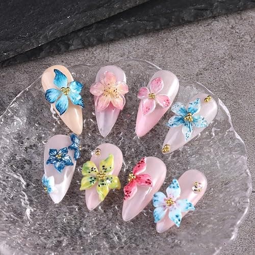2PCS 3D Flowers Nail Art Silicone Mold, Spring Summer Hibiscus Flowers Blossom Petal Carving Template Resin Craft Making Tool Mould with Sculpture Pen for DIY Manicure Decorations Accessories thumbnail 2