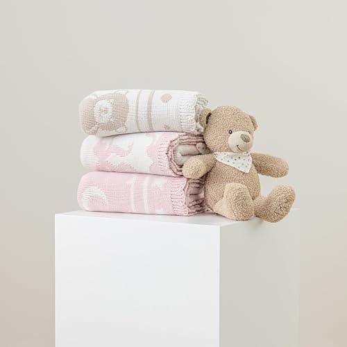Berkshire Baby Blanket,Ultra-Plush Reversible Chenille Knit Toddler Blanket,Cute Pattern Nursery Crib Blanket,Ideal Baby Gift(30x40 Inches,Ribbon Bow White Pink) thumbnail 8