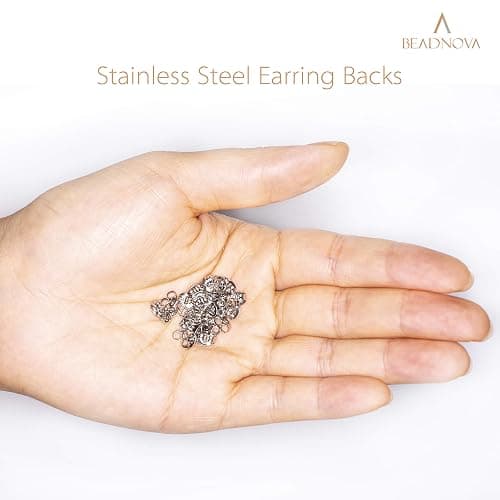 BEADNOVA Earring Backs Stainless Steel Earring Backings for Studs Hypoallergenic Surgical Locking Ear Stud Backs for Posts (60 pcs) thumbnail 6