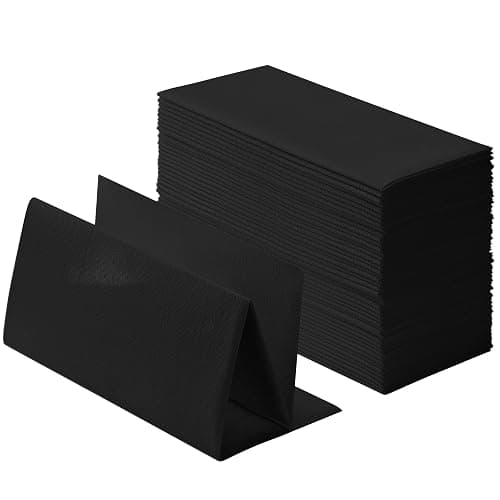 100-Pack Linen-Feel Black Napkins, 16"x16" Dinner Napkins for Restaurant, Party, Kitchen Or Event, Bookfolded Guest Towel for Bathroom, Guestroom Or Vanity. - Image 1