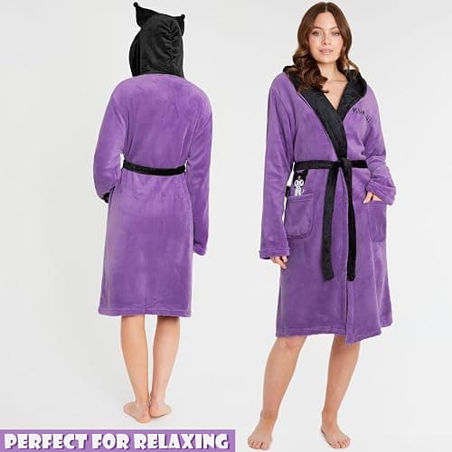 Hello Kitty Sanrio Robe for Women, Teens, Nightwear with Hood, Pockets, Kawaii Fleece Bathrobe Loungewear Gifts for Women thumbnail 2