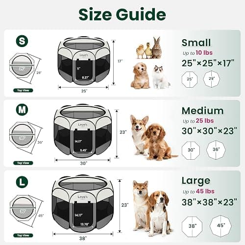 Love's cabin Pet Puppy Dog Playpen, Small Dog Tent Crates Cage Indoor/Outdoor, Portable Playpen for Cat, Foldable Pop Up Dog Kennel Playpen with Carring Case, Removable Zipper Top, Grey thumbnail 2