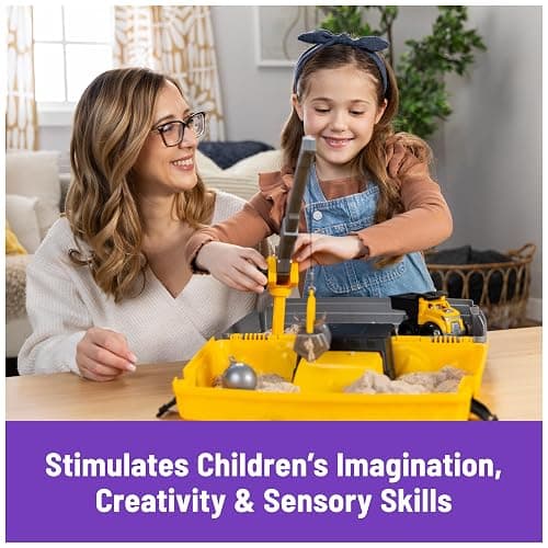 Kinetic Sand, Construction Site Folding Sandbox with 2lbs Play Sand & Toy Truck, Sensory Toys for Kids Ages 3 and up thumbnail 6
