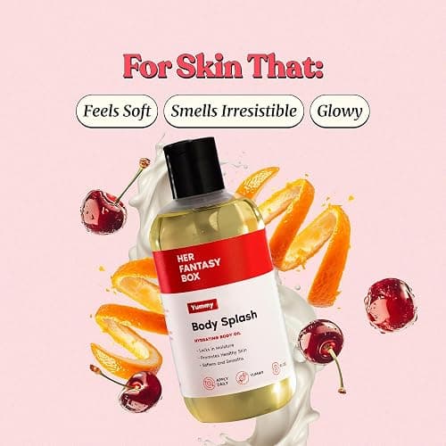 Her Fantasy Box | Body Splash Hydrating Body Oil (Yummy) - Moisturizing, Non-Greasy Formula for Soft, Smooth Skin - All-Natural, Lightweight & Nourishing thumbnail 2