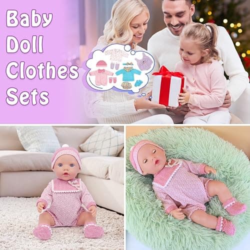 UNICORN ELEMENT 3 Sets 14-18 Inch Baby Doll Clothes, 14 Inch Doll Outfit for 43cm Reborn Dolls, Total 11 Pcs Doll Accessories Doll Clothes and Accessories for 18 Inch Girl Dolls thumbnail 6