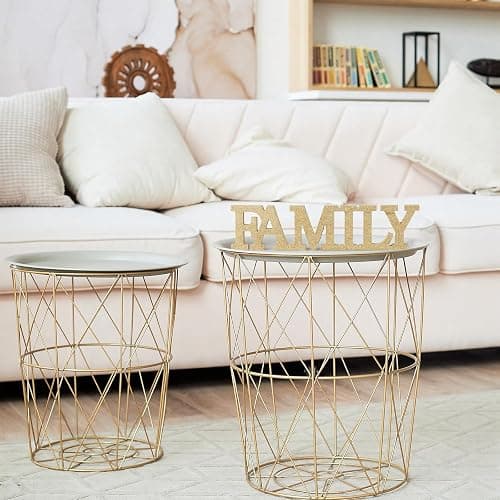 Wonderjune Wood Family Sign Home Wall Decor Rustic Table Sign, Glitter Gold | Wooden Family Letter Signs Room Decoration, for Pantry Kitchen Livingroom Bedroom Shelf Mantel Fireplace Tables Centerpiece thumbnail 6