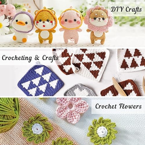 INSCRAFT 113 Piece Crochet Kit with Yarn Set– 1600 Yards Assorted Yarn for Knitting and Crochet, 73PCS Crochet Accessories Set Including Ergonomic Hooks, Knitting Needles & More Ideal Beginner Kit thumbnail 8
